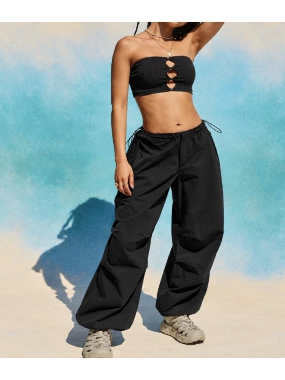 iets frans Tech Pants Size XL Baggy Oversized Parachute Balloon Trousers Black